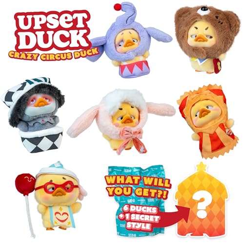 Collectible Plush Duck Keychain Blind Box - Circus Series, 6 Styles + 1 Rare