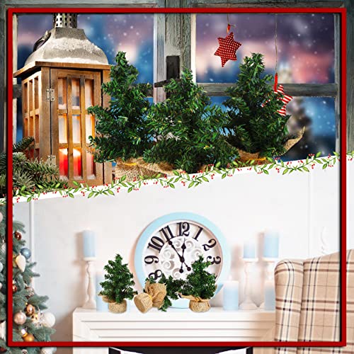 Mini Christmas Tree Set - 6 Pcs 7.87 Inch Tabletop Pine Decorations