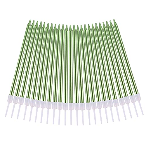 PHD CAKE 36-Count Green Long Thin Tapered Birthday Cake Candles with Holders