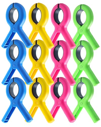 Beach Towel Clips - 12 Pack Windproof Holder for Chairs