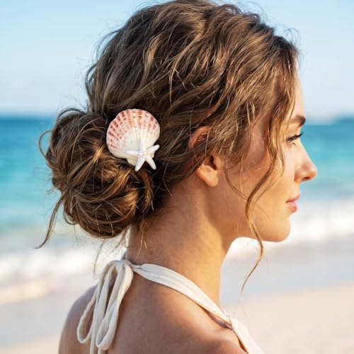 Fashey Starfish and Seashell Hair Clips Metal Mermaid Hair Accessories Pack of 3