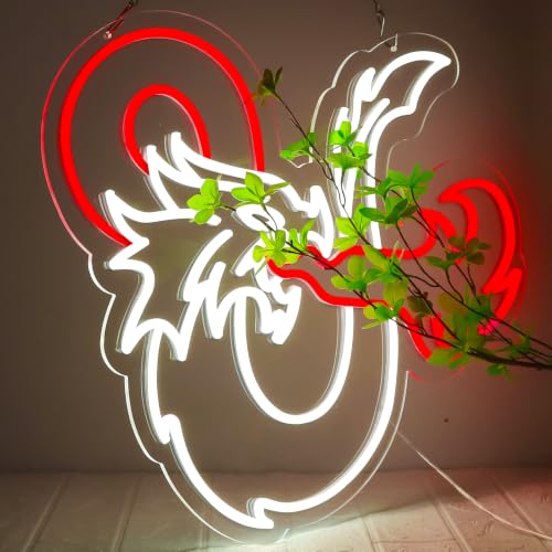 Large LED Neon Sign for Wall Decor - Dragon Design, 21x20 Inches, Game Room & Party Lighting