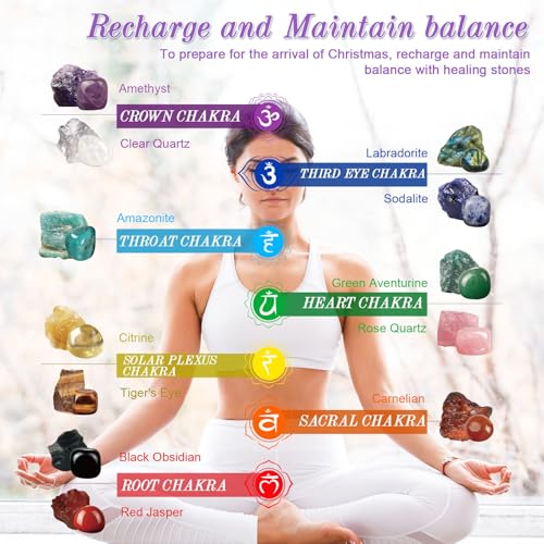 Healing Crystal Advent Calendar 2026 - 24 Chakra Gemstone Set for Self-Care