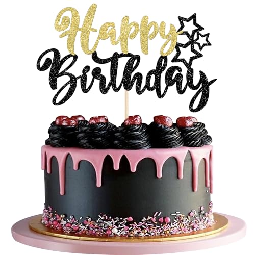 Glitter Happy Birthday Cake Topper Party Decoration Pick