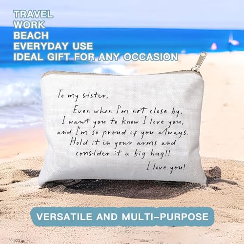 To My Sister Long Distance Makeup Bag Linen Cosmetic Gift