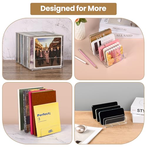 Clear Acrylic CD Organizer Rack 2-Pack Holds 28 Jewel Cases Media Storage