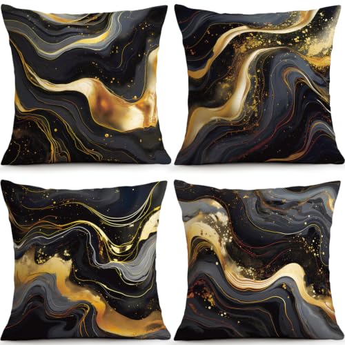 ORMAN Marble Throw Pillow Covers 18x18, Set of 4 Double-Sided Cushion Cases