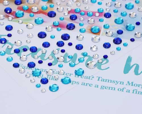 Face Costume Gems 650Pcs Self-Adhesive Hair Jewels Rhinestone Stickers Mixed Blue