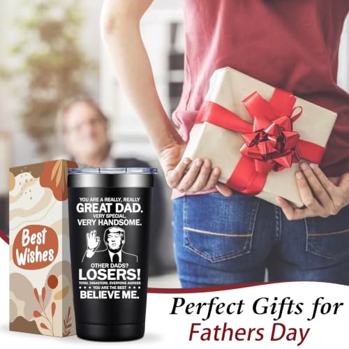 Dad Gifts from Daughter Son - Best Dad Ever 20oz Tumbler Cup - Black Variation
