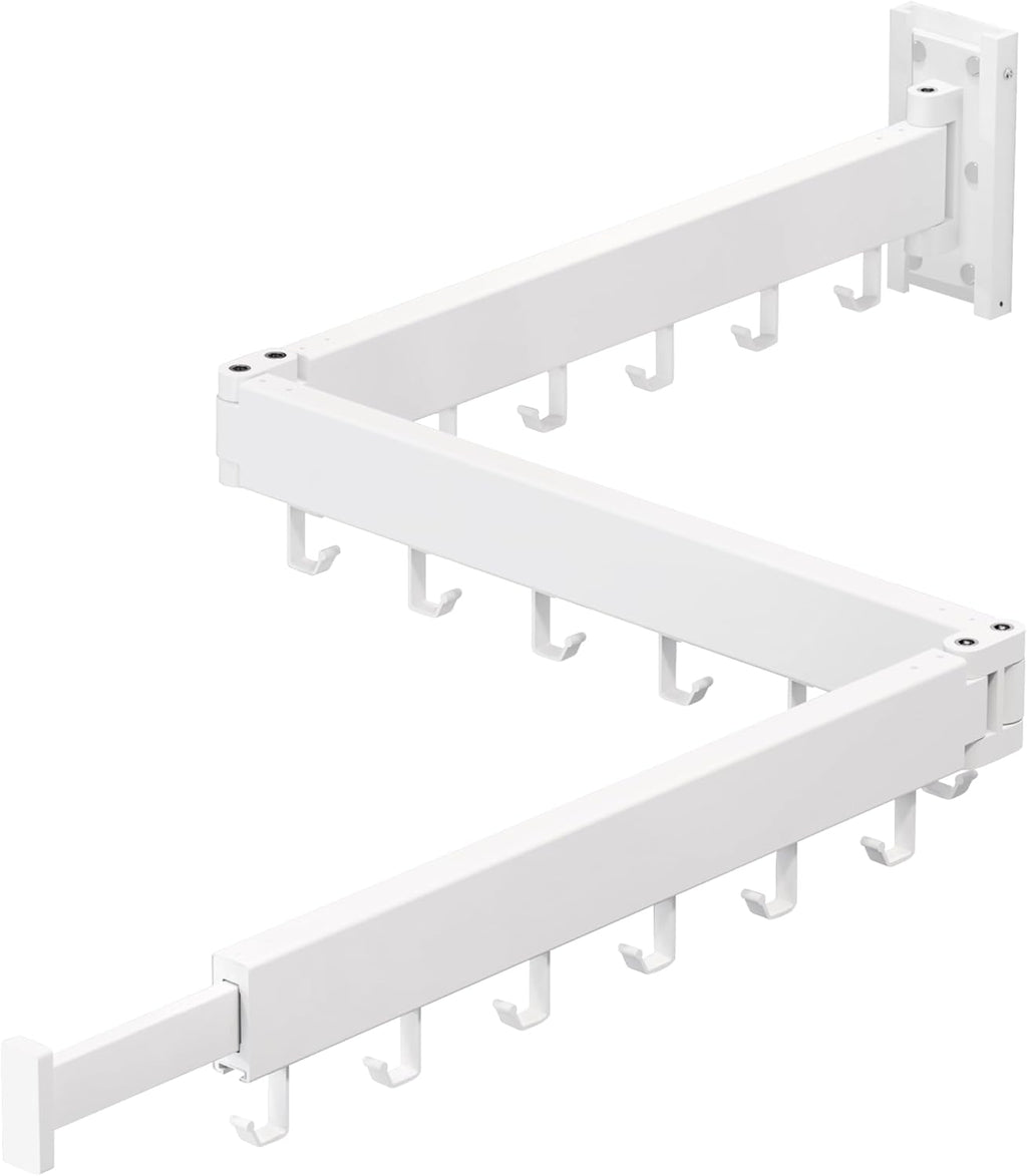 ZdwCyl Clothes Drying Rack - Retractable Wall-Mounted Laundry Space Saver | Tri-Fold Design in White