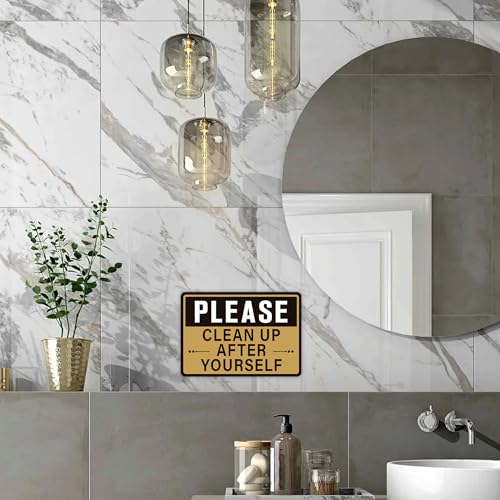 2PCS Clean Up 258 Self-Adhesive Bathroom & Kitchen Signs