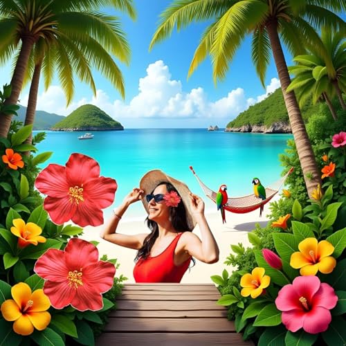 Red Hawaiian Flower Hair Clip 4-Pack - 8cm Bohemian Tropical Hair Accessory