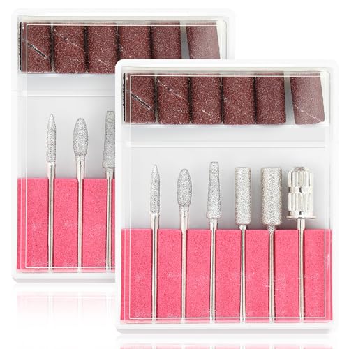 Panthra 12 Pcs Professional Nail Drill Bits Set with 3/32" Shank & Sanding Bands