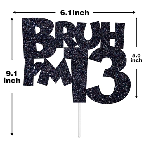 Happy 13th Birthday Cake Topper for Boys - Black Glitter Design