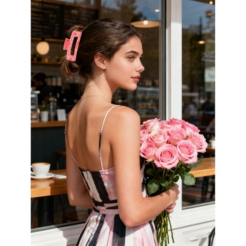 Esitrormi 3-Pack Pink Heart Hair Claw Clips for Thick and Thin Hair