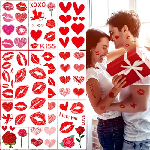 Red Lips Temporary Tattoo Stickers Sexy Lip Kiss Body Art 10 Sheets