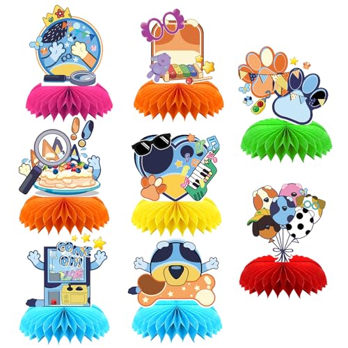 8pcs Blue Dog Honeycomb Decorations for Birthday Parties