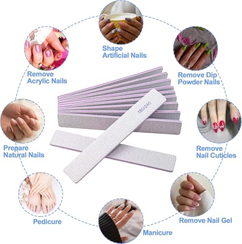 GigaGround 12-Pack Professional 180/240 Grit Double-Sided Emery Board Nail Files