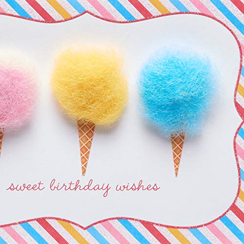 Papyrus Cotton Candy Birthday Card - Sweet Wishes, Elegant Design, 5x7