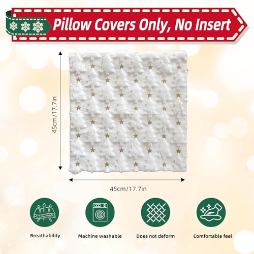 SHBLOMK White Christmas Pillow Covers 18x18 Inch Set of 2 Plush Faux Fur Decorative Throw Pillows