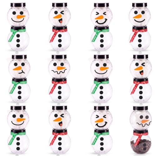 Christmas Snowman Candy Jars Set of 24 with Two Color Ribbons