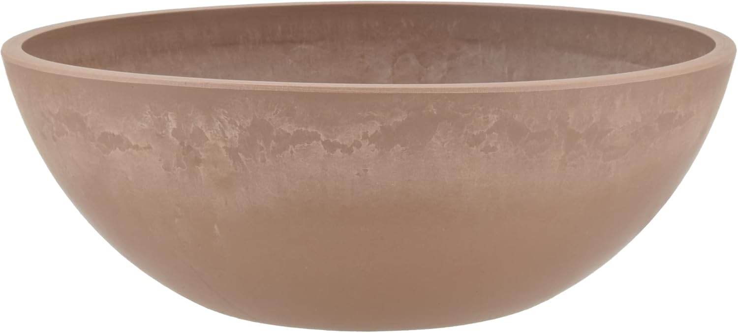 PSW Pot Collection | M30TP 12-Inch Low Bowl Planter - Drillable, Shallow Design for Succulents & Herbs, Taupe