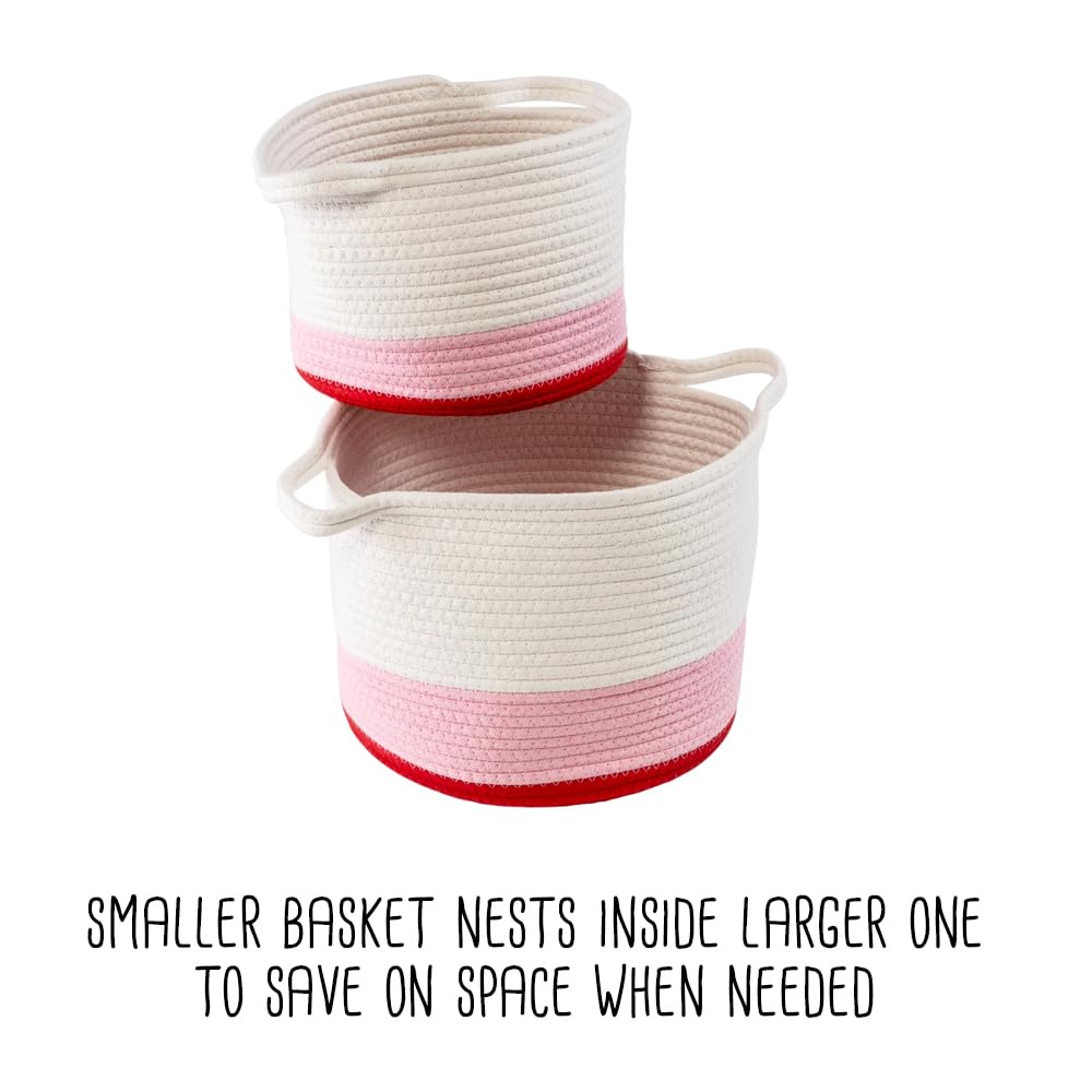 Honey-Can-Do Nesting Cotton Rope Storage Basket Set, Red Ombré STO-09319 White