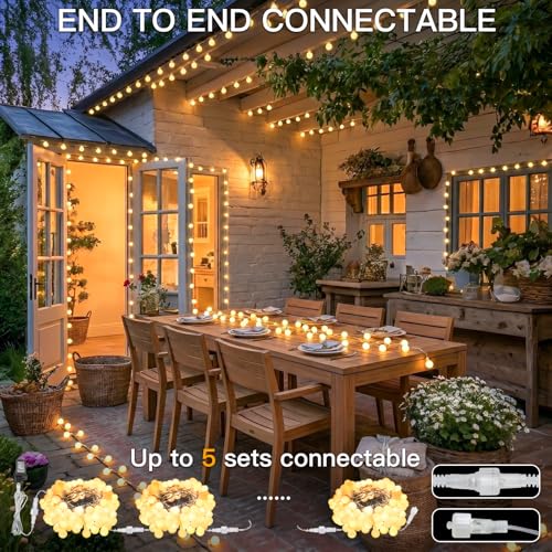 Connectable Globe String Lights - 132ft, 400 LEDs, Warm White, Remote Control, Waterproof