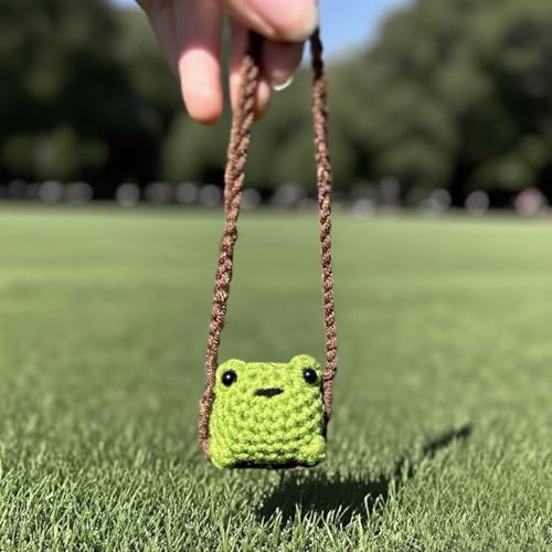 Cute Crochet Frog Car Decor | Hand-Made Rear View Mirror Charm