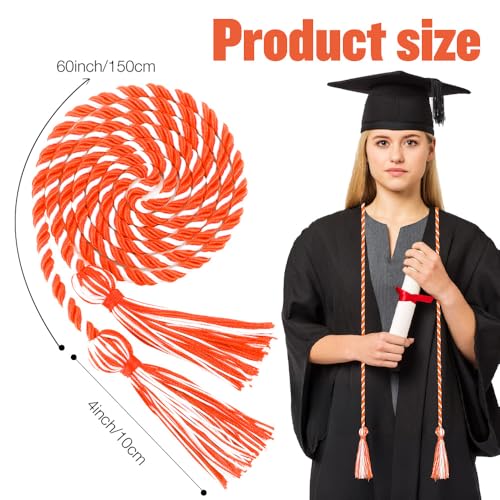 Slergut Orange and White Graduation Honor Cords with Tassels 67" Long