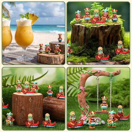 30Pcs Mini Tiki Figurines Set - Hawaiian Tiki Statues for Parties