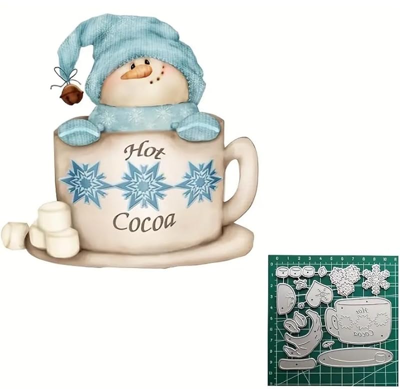 Snowman Cocoa Cup Metal Die Cut for Scrapbooking & Card Making