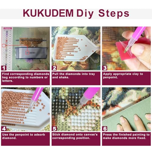 KUKUDEM Cat Diamond Painting Kit - 5D DIY Craft for Home Decor