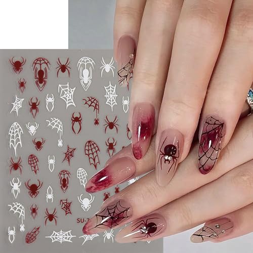 Halloween Nail Art Stickers 3D Self-Adhesive Ghost Bat Decals (6 Sheets)