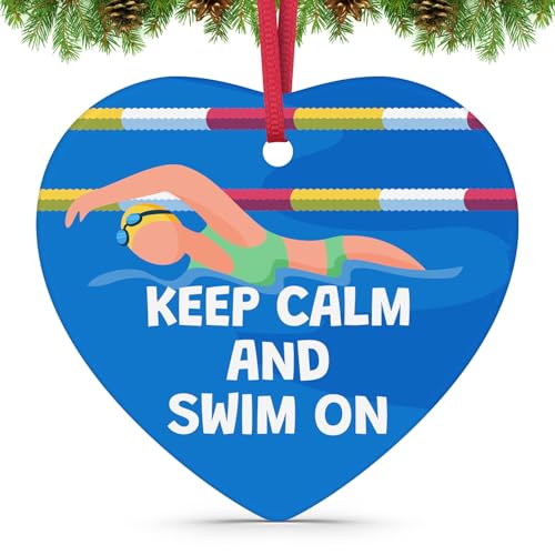 Xiecolty Ceramic Christmas Ornament for Swimmers and Swim Coaches