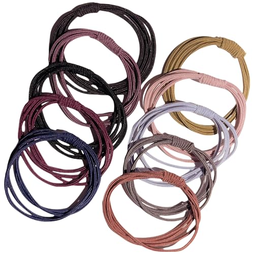 Richintol Stretchy Soft Hair Ties 10Pcs - No Damage Colorful Elastic Hair Bands for Thick and Thin Hair