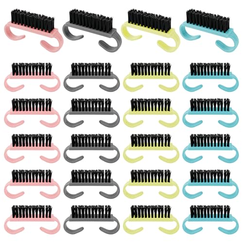 HANWER 24 Pack Travel Size Nail Brushes with Colorful Handle Grips