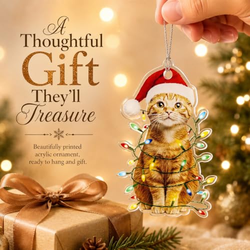 Cute Cat Christmas Ornament 2026 - Festive 4-Inch Acrylic Decor