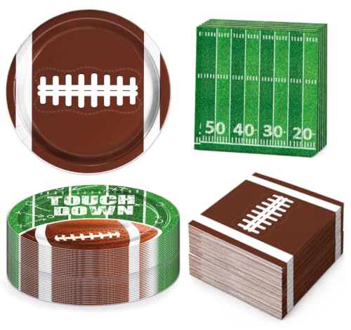 48-Piece Football Party Plates and Napkins Set for Game Day Birthday