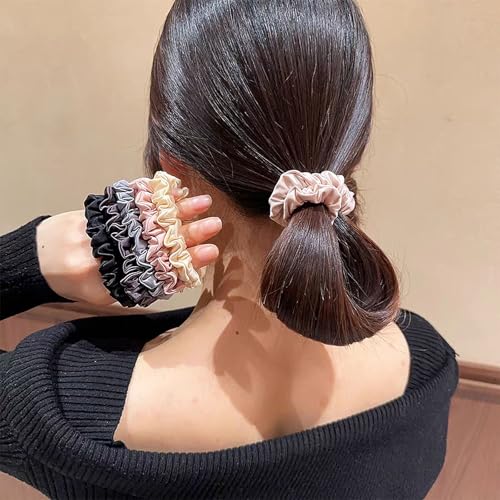 Satin Silk Hair Scrunchies 12-Pack - Soft Elastic Ponytail Holders