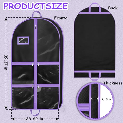 Dance Garment Bag 40 Inch with Clear Pockets & Shoe Pouches