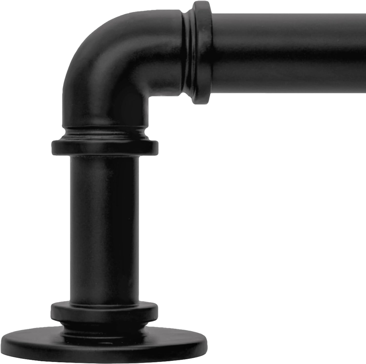 Skiennix Black Curtain Rods - Adjustable 18 to 88 Inch Length | Industrial Style, 1 Inch Diameter