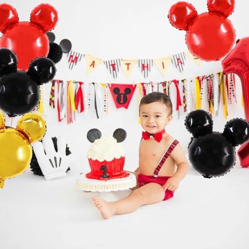 24-Inch Mouse Head Foil Balloons - 12pcs for Birthday & Party Decor