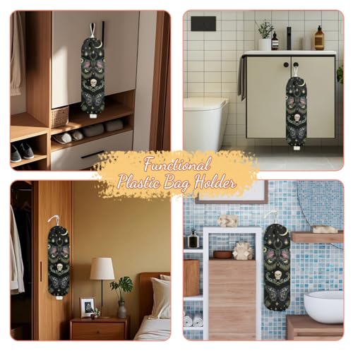 Gothic Moth Butterfly Plastic Bag Holder - Wall Mount Grocery Organizer 0201