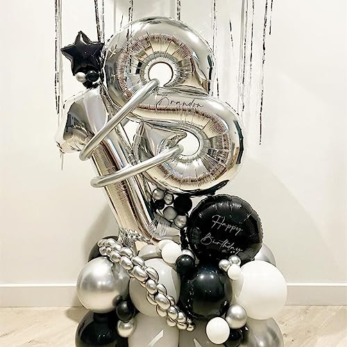 Silver Number 1 Balloon - 40 Inch Foil Mylar for 1st Birthday Party
