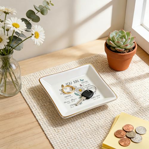 Daisy Birth Flower Jewelry Dish - Christian Gifts for Women