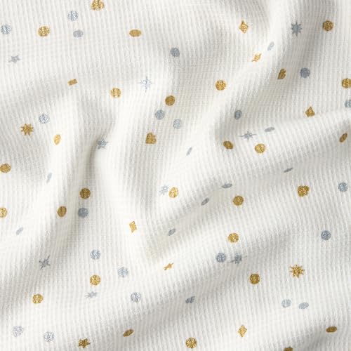 Kate Spade New York Celebration Dot Holiday Kitchen Towels 2-Pack Set, 100% Cotton with Metallic Print, Lint-Free & Absorbent, Ivory/Gold/Silver, 17"x28"