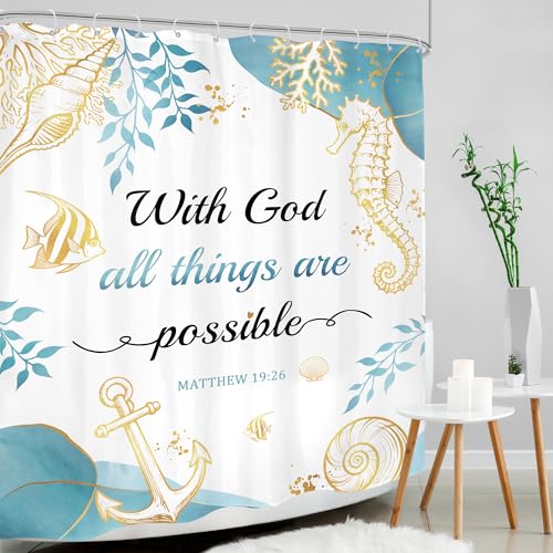 Beach Bible Verse Shower Curtain Set - 60" x 72" (Pack of 12)