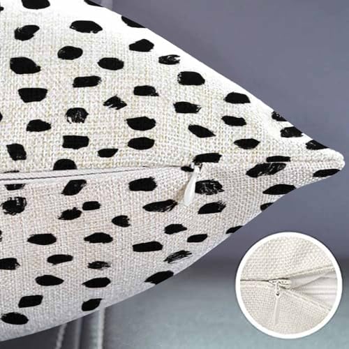 Polka Dots Throw Pillow Cover 12x20 Inch Cotton Linen Cushion Case for Sofa Bed Car