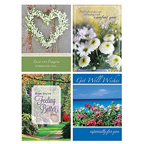 Get Well Soon Card Set - 12 Floral & Landscape Greeting Cards